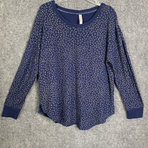 Gilligan & O’Malley Navy Blue Sparkle Star Top Women XXL Thermal Waffle Weave